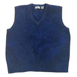 Mens Sweater Vest Large Y2K Preppy Grandpa Party 100% Wool Classic Layering